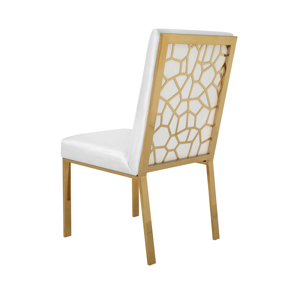 Wellington Gold Dining Chair: White Leatherette